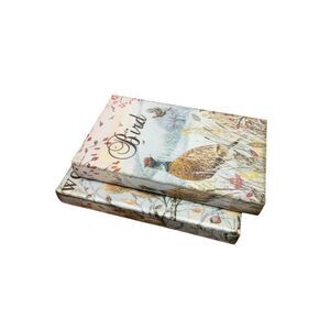 Decorative Book Shaped Storage Box Set With Bird Design